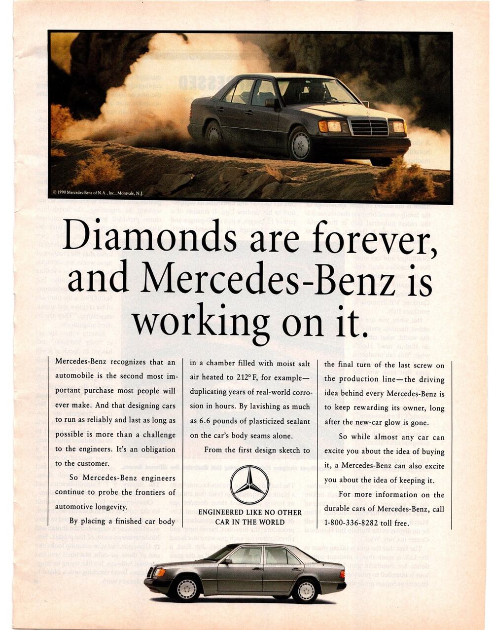 Mercedes Benz Advertisement 1990s Vintage Full Color Automobilia Luxury Car